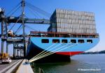 ID 725 SOVEREIGN MAERSK (1997/92198grt/IMO 9120841. Renamed MSC DOMNA X) maiden call, Southampton, England.